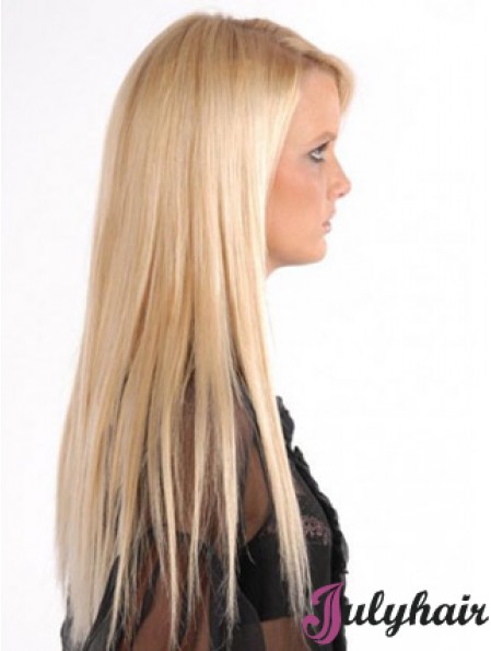 Popular Blonde Straight Remy Human Hair Clip In Hair Extensions