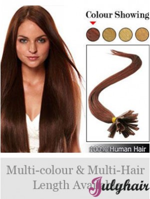 Auburn Straight Hairstyles Nail/U Tip Hair Extensions