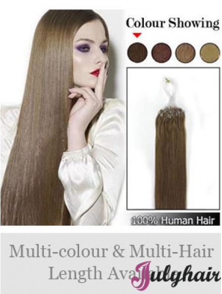 Fabulous Brown Straight Micro Loop Ring Hair Extensions