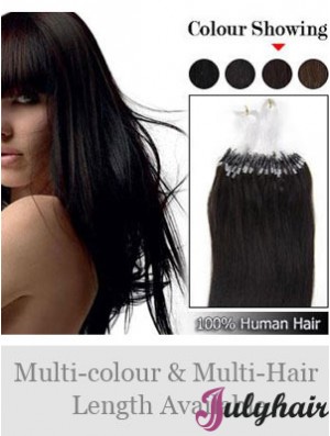 Beautiful Black Straight Micro Loop Ring Hair Extensions