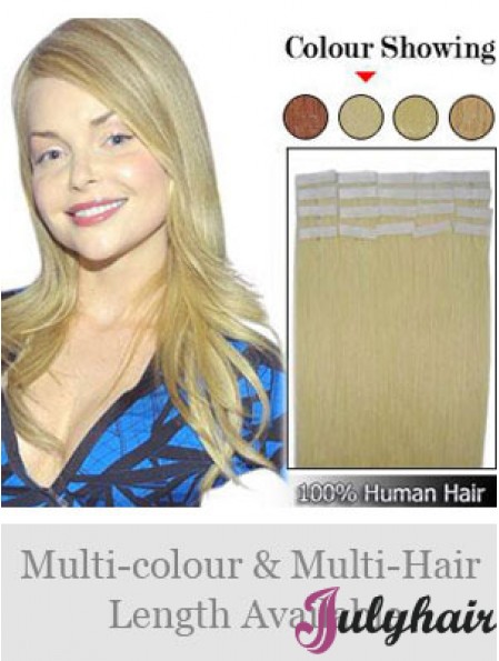 Blonde Straight Fashionable Remy Human Hair Tape In Hair Extensions