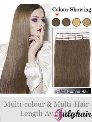 Brown Straight Exquisite Remy Human Hair Tape In Hair Extensions