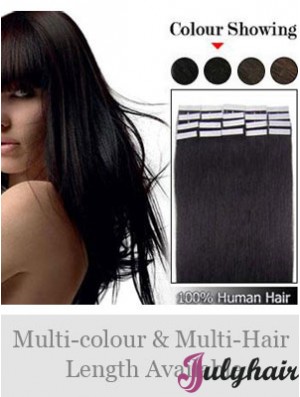 Black Straight Soft Remy Human Hair Tape In Hair Extensions