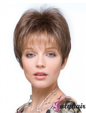 Short Falls Hairpieces Straight Style Brown Color Cropped Length Hair Toppers