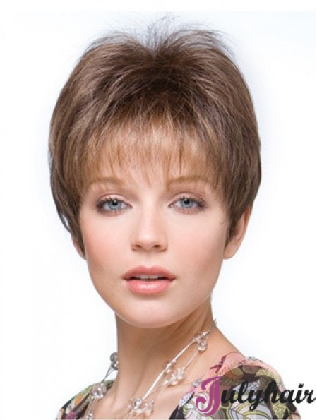 Short Falls Hairpieces Straight Style Brown Color Cropped Length Hair Toppers