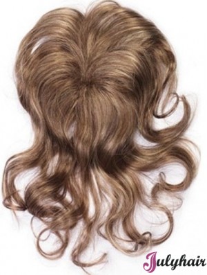 Beautiful Clip In Hairpieces With Synthettic Wavy Style Brown Hair Toppers