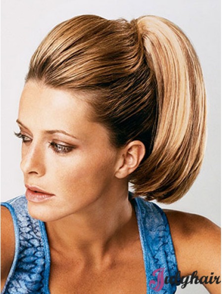 Ponytail Extensions Straight Style With Synthetic Brown Color